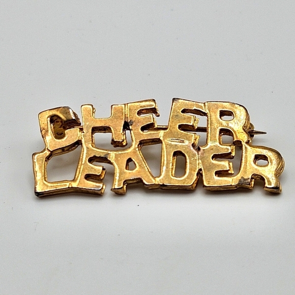 VINTAGE Gold Tone Cheerleader Brooch Pin Cheer - Picture 1 of 5